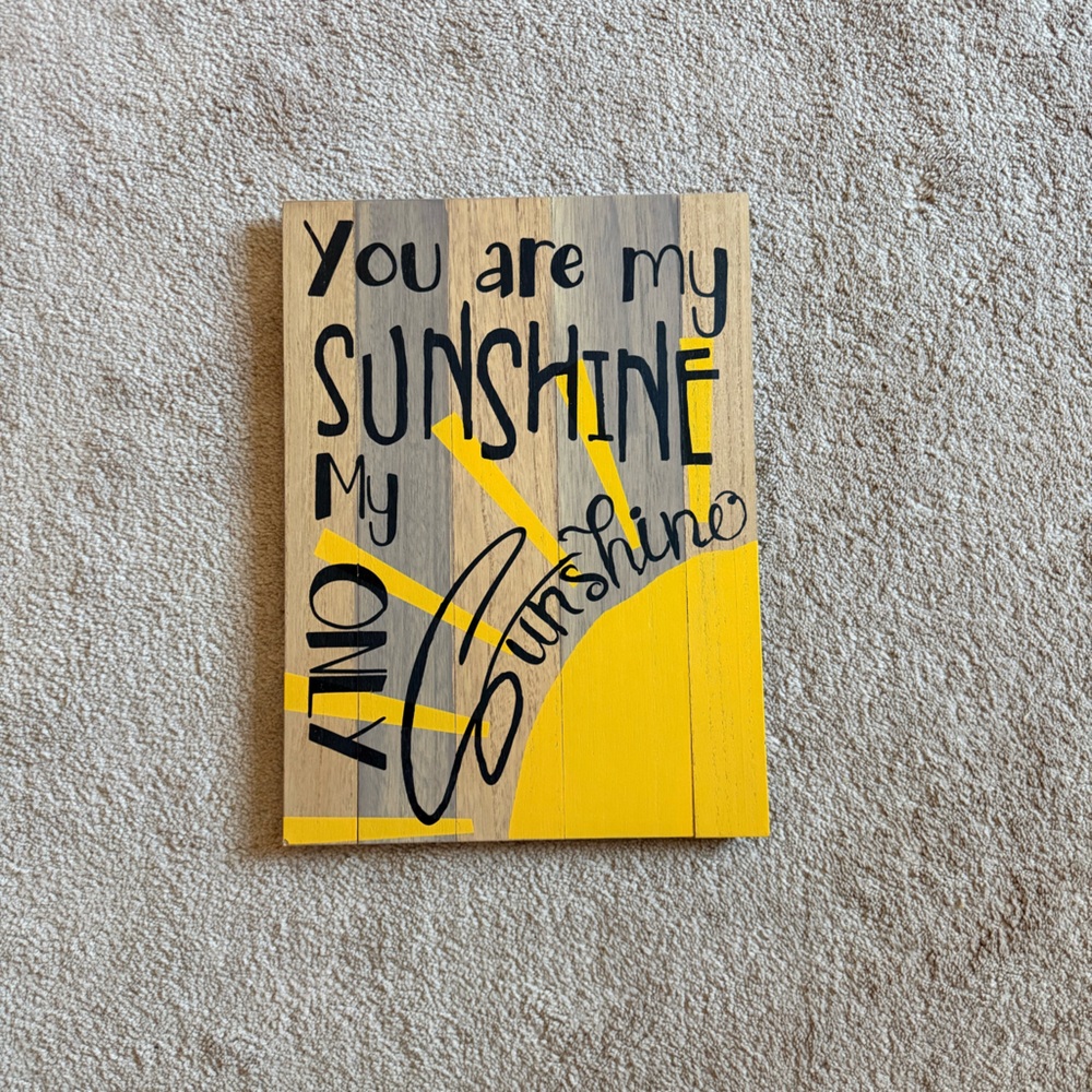 Yellow and Black Sunshine Wood Wall Art